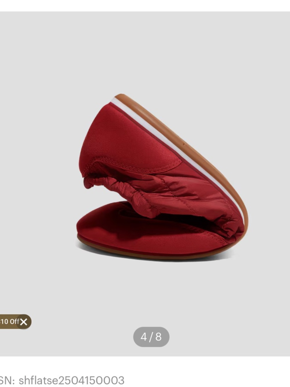 BRAND NEW VIVAIA Jogger Re-Nylon Sneakerina Flats in Red in US 8.5 39.5 EU - Picture 4 of 5